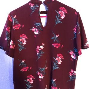 Sold Burgundy hawaiian flower print shirt